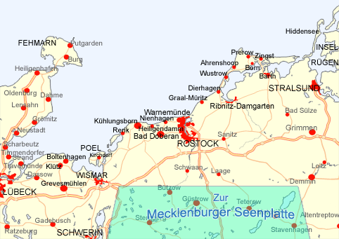 Karte der
                  Ostseeküste Mecklenburg - Vorpommern
