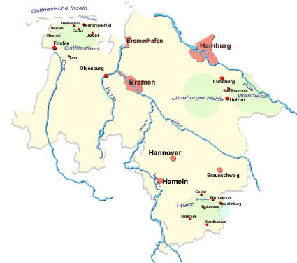 Niedersachsen Landkarte