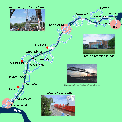 Nord-Ostsee-Kanal Radweg -Karte