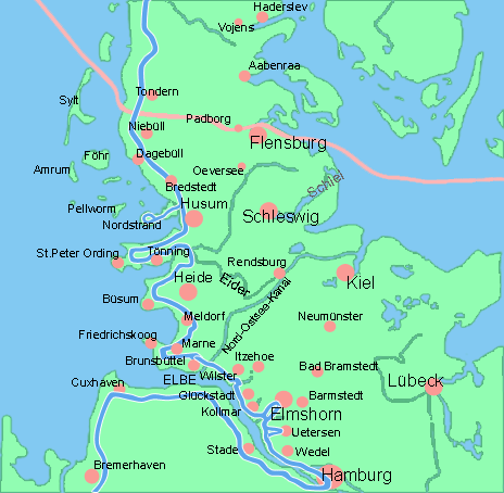 Nordseekuesten - Radweg Karte